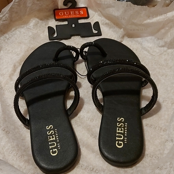 Guess Shoes - Guess black sparkle strapped sandals